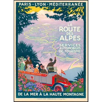 Obraz Plakát do pokoje s motivem cestování - Francouzské Alpy, trasa, bez rámu, 29,7 x 42 cm