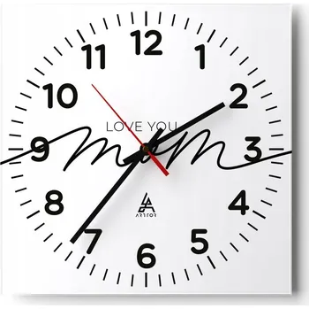 Hodiny Kuchyňské nástěnné hodiny 30x30 Typografie Skleněné hodiny do obýváku Moderní Tiché