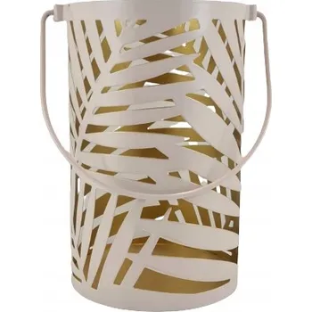 Obraz KOVÁNÝ LANTERN PUDROVÁ RŮŽOVÁ VE TVARU LISTU MALÝ 12X19,5CM