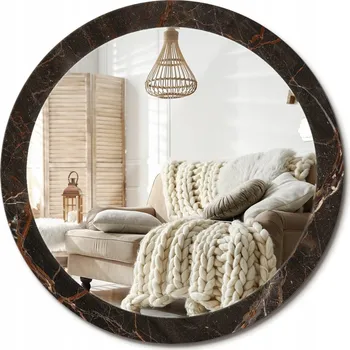 Zrcadlo Zrcadlo s potiskem do koupelny ložnice obývacího pokoje Velké fi 90 cm Hnědý mramor