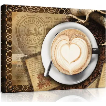 Obraz OBRAZ NA PLÁTNĚ 100x75 KÁVA SRDCE