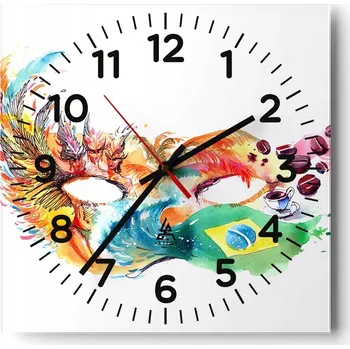 Hodiny Nástěnné hodiny do obýváku 40x40 Maska Tiché hodiny na skle Stylové Tiché