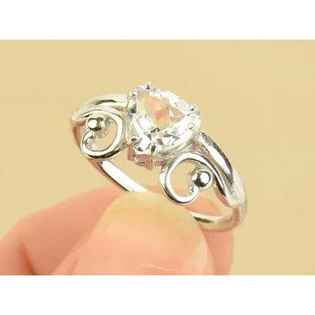 Prsten Bílý topaz prsten 7 x 7mm Ag 925/1000 + Rh
