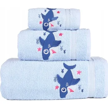 Ručník DĚTSKÝ BAVLNĚNÝ OSUŠKOVÝ RUČNÍK TLUSTÝ 50x90 CM MODRÝ ŽRALOK