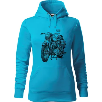 Dámská mikina Mikina - motocykl Jawa Barva: Modrá - tyrkysová (44), Velikost: XS, Střih: Dámské