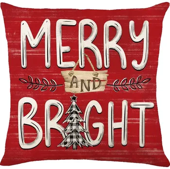 Povlak na polštářek Dekorační Vánoční Povlak na Polštář Červený Merry & Bright Stromeček 45x45