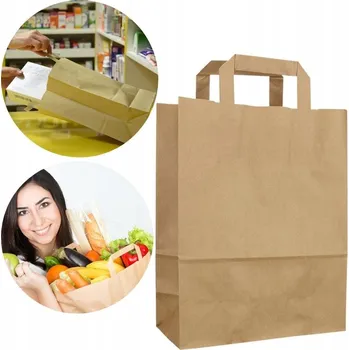 Papírová taška hnědá s šedým uchem 32x16x39 Cm