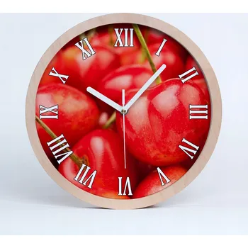 Hodiny Dřevěné nástěnné hodiny římské višeň průměr 30 cm