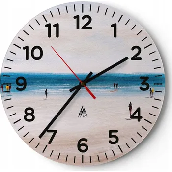 Hodiny Nástěnné hodiny do obýváku 40x40 Pláž Kulatý Skleněné hodiny Loft Tiché