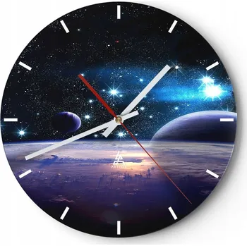 Hodiny Velké nástěnné hodiny na zeď 40x40 Kosmos Skleněné hodiny Kulatý Tiché