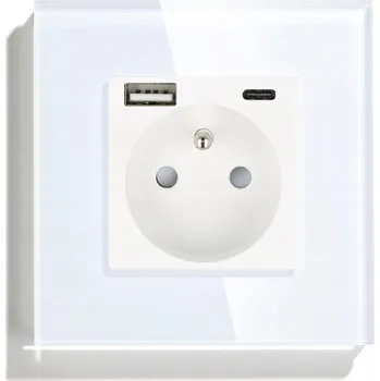 Elektrická zásuvka ZÁSUVKA S KOLÍKEM NABÍJEČKA USB AC BÍLÁ ZÁSUVKY 2.1A