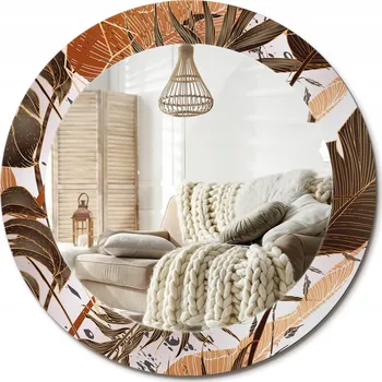 Zrcadlo Kulaté nástěnné dekorativní zrcadlo ve skleněném rámu Palmové listy průměr 60 cm