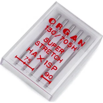 Strojové jehly Super stretch 75;90 Organ Varianta: 3 (75;90) nikl, Balení: 1 krab.