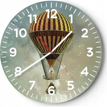 Hodiny Nástěnné hodiny do obýváku 40x40 Balón Kulatý Skleněné hodiny Loft Tiché