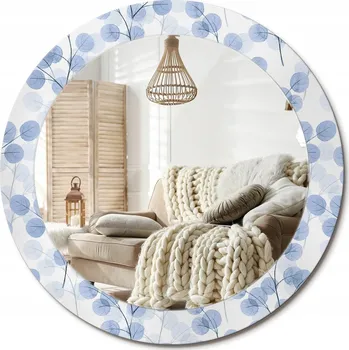 Zrcadlo Kulaté nástěnné dekorativní zrcadlo v skleněném rámu průměr 70 cm - Větve a listy