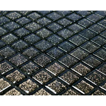 Obklad Skleněná mozaika Englass 30 x 30 cm černá, odstíny žluté a zlatá