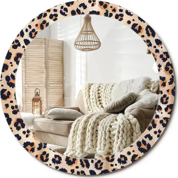 Zrcadlo Stylové kulaté zrcadlo na zeď s potiskem na skle průměr 80 cm Vzor: Skvrny