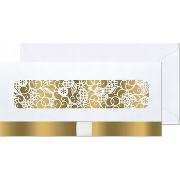Obálka OBÁLKA na BANKOVKY peníze ZLATÉ květy SVATBA