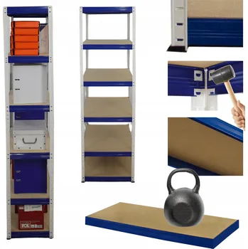 Dílenský regál Kovový regál do skladu HELIOS 213x35x35cm, 6 polic, nosnost 175kg/police, kombinovatelný