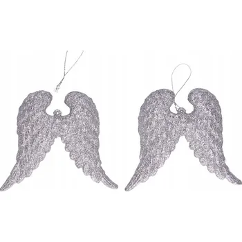 Vánoční dekorace Brokatové ozdoby - křídla, stříbro, 2 ks