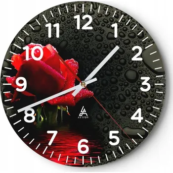Hodiny Nástěnné hodiny do obýváku 40x40 Květiny Kulatý Skleněné hodiny Loft Tiché