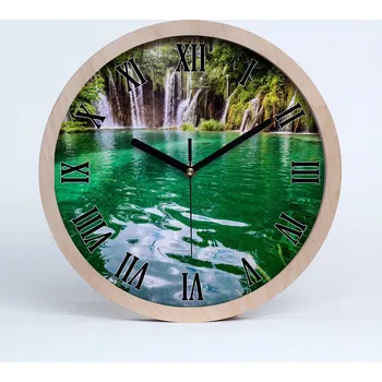 Hodiny Dřevěné nástěnné hodiny Plitvická jezera fi 25