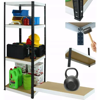 Dílenský regál Kovový regál do skladu, garáže, stojan HELIOS 180x60x60cm, 4 police, nosnost 175kg na polici PL