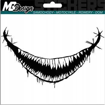 Samolepicí dekorace na vozidlo NÁLEPKA na auto ÚSMĚV ĎÁBLA STRAŠIDELNÝ 12x20