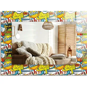 Zrcadlo Dekorativní zrcadlo s ozdobným potiskem Barevné komiksové bubliny 80x60 cm