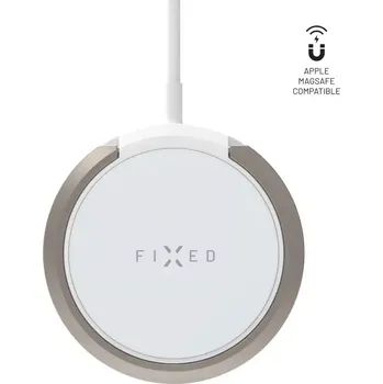 Bezdrátová nabíječka FIXED MagPad s podporou uchycení MagSafe a stojánkem, 15W, bílá
