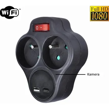 Digitální kamera Kamera v rozbočce 230V s USB portem a funkcí WiFi , Velikost paměti 32Gb