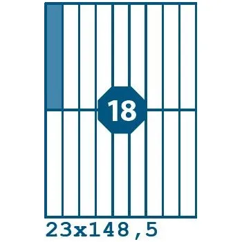 Speciální papír Print etikety 23 x148,5 mm 18 etiket na A4 100 listů, bílé - V0000529