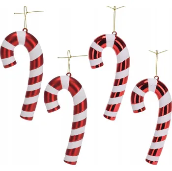 Vánoční dekorace CUKROVÉ TYČINKY VÁNOČNÍ TYČINKA PŘÍVĚSEK VÁNOČNÍ KOULE 4ks