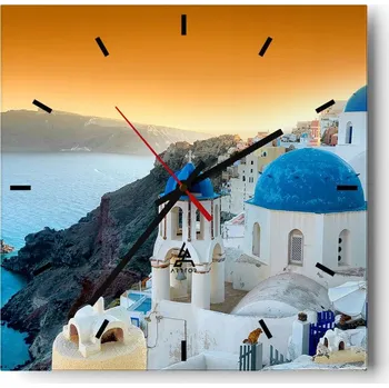 Hodiny Velké nástěnné hodiny 40x40 Krajina Skleněné hodiny Tiché