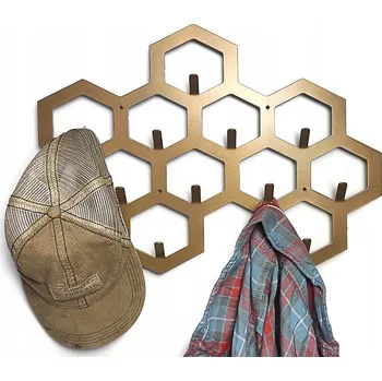 Věšák Heksagon #1 - ZLATÝ Moderní věšák na oblečení