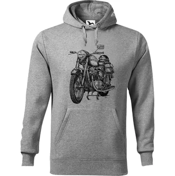 Dámská mikina Mikina - motocykl Jawa Barva: Šedá (12), Velikost: 3XL, Střih: Pánské