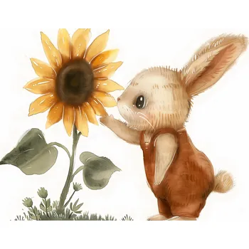 Plakát Plakát Zajíček se Slunečnicí bez rámu 100 x 75 cm