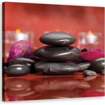Obraz OBRAZ DO OBÝVACÍHO POKOJE Kameny zen červené pozadí 60x60