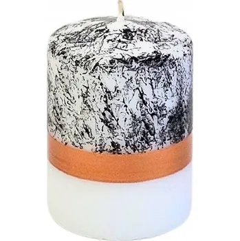 Svíčka Dekorativní svíčka vzor mramor bílá Marble 10x7 cm