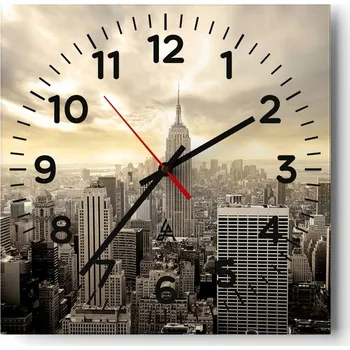 Hodiny Kuchyňské nástěnné hodiny 30x30 Město Skleněné hodiny do obýváku Moderní Tiché