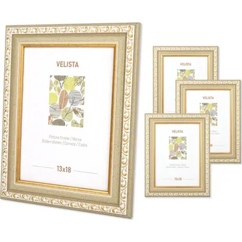 Obraz Béžový starožitný ozdobný rámeček na fotografie 13x18 v barokním stylu, sada 4 kusů