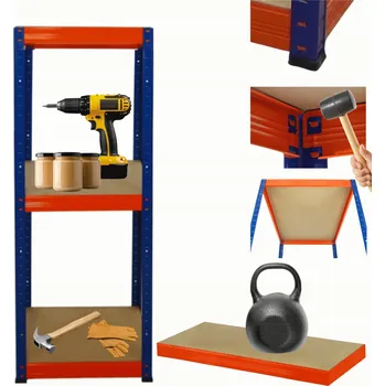 Dílenský regál Kovový regál do skladu, dílny HELIOS 90x40x40 cm, 3 police, nosnost 175 kg