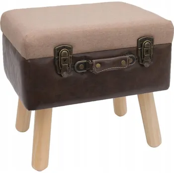 Taburet TABURET V STYLU VINTAGE | S DŘEVĚNÝM ÚLOŽNÝM PROSTOREM | HNĚDÝ