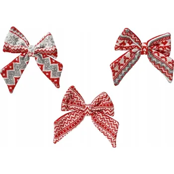 Vánoční dekorace 3 červené vánoční mašle 16 cm