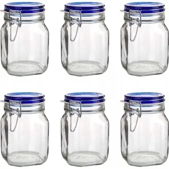 Sklenice 6 x ZAVAŘOVACÍ SKLENICE se skleněným klipem 1 L BORMIOLI veki na houby a zelí