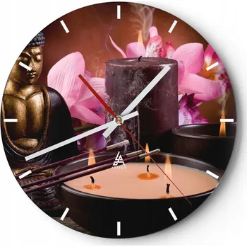 Hodiny Nástěnné hodiny do kuchyně 30x30 Buddha Skleněné hodiny do obýváku Loft Tiché