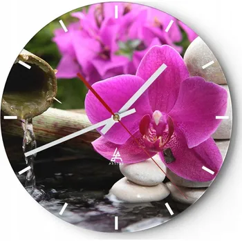 Hodiny Velké nástěnné hodiny 40x40 Květiny Skleněné hodiny Kulatý Tiché