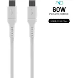 Liquid silicone kabel FIXED s konektory USB-C/USB-C a podporou PD, 2m, USB 2.0, 60W, bílý