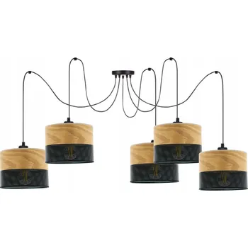 ZÁVĚSNÁ LAMPA LUSTR SPIDER STÍNIDLO S DÍRKAMI DŘEVO E27 5x20CM