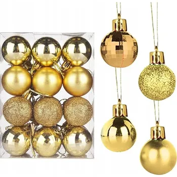 Vánoční dekorace Sada vánočních baněk 24 ks Zlaté dekorace Vánoční ozdoby